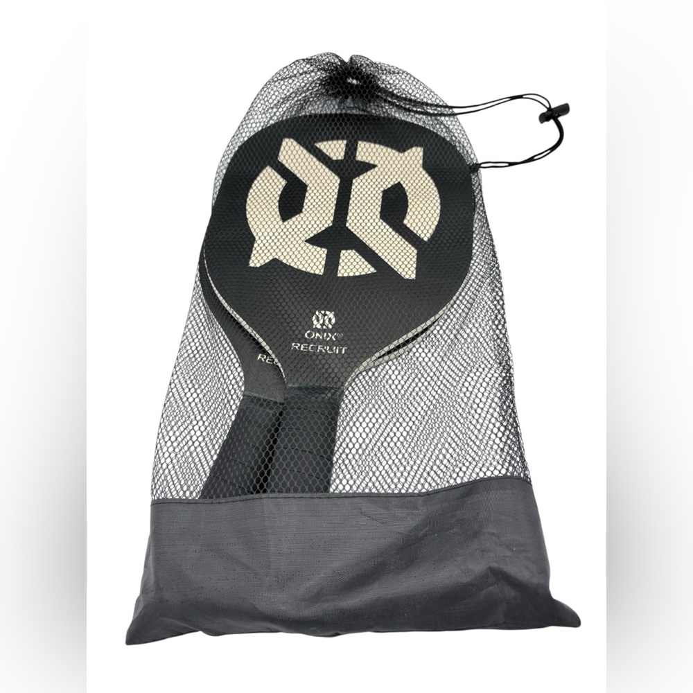 Set Of 2 Onix Recruit Wooden Paddles Starter Pickleball Black & White With Bag